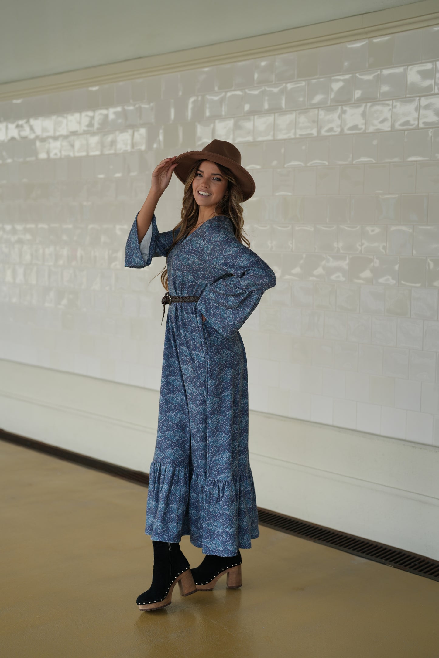 Vestido comprido em malha quente