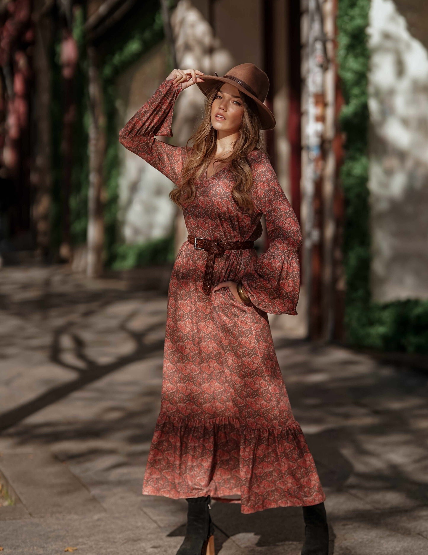 Vestido comprido em malha quente