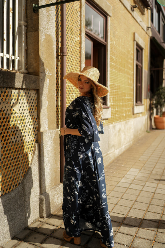 Vestido com manga borboleta