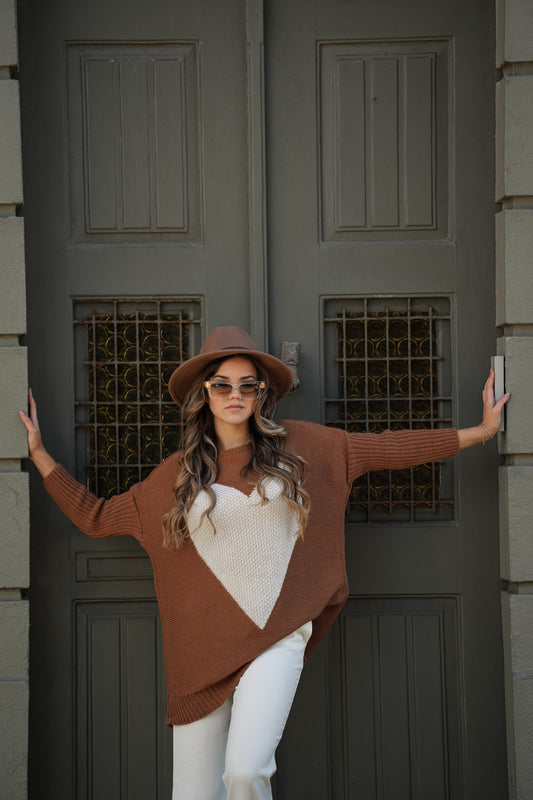 Camisola de malha com coração