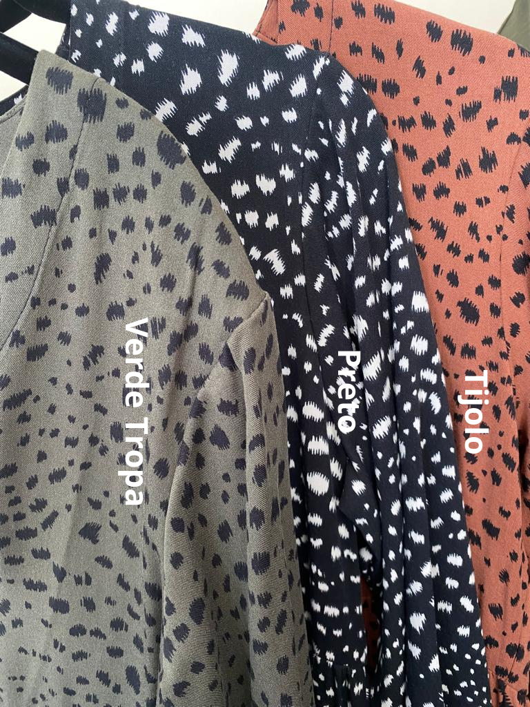 Vestido comprido com estampado bolas