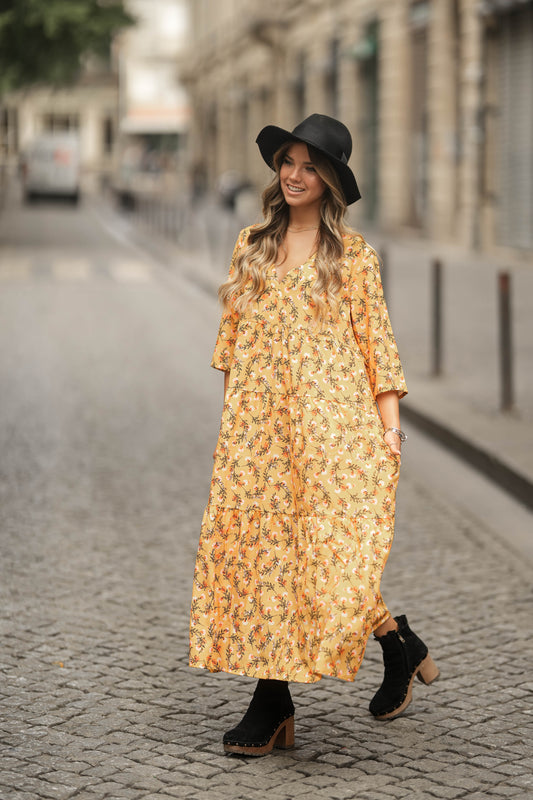 Vestido comprido flores
