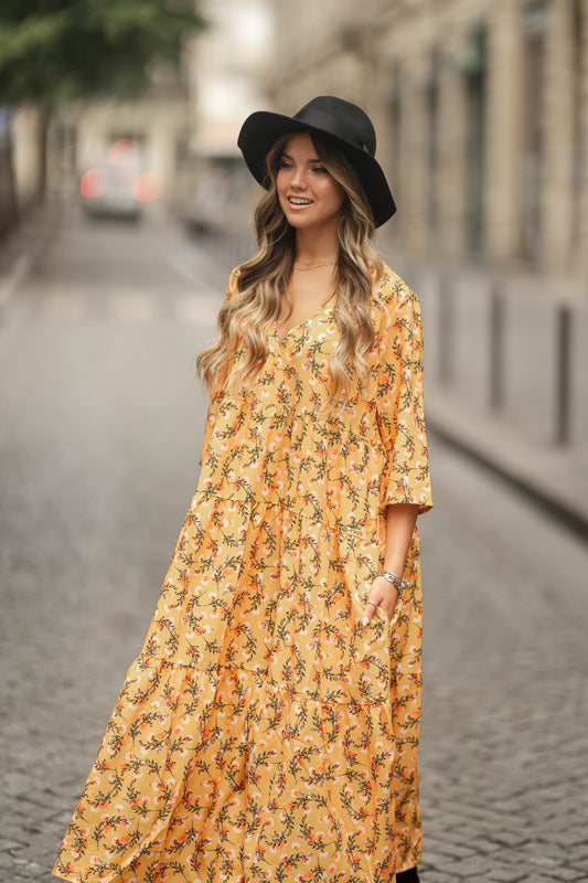 Vestido comprido flores